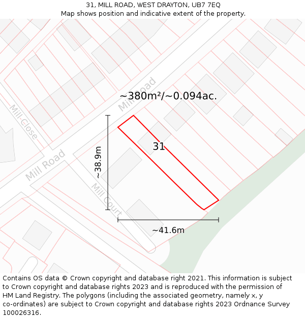 31, MILL ROAD, WEST DRAYTON, UB7 7EQ: Plot and title map