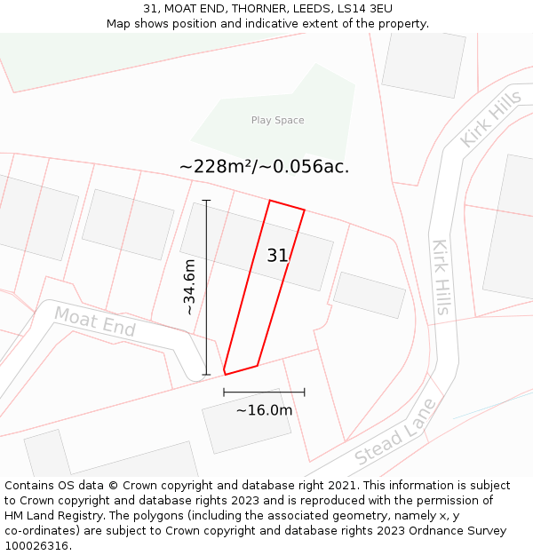 31, MOAT END, THORNER, LEEDS, LS14 3EU: Plot and title map