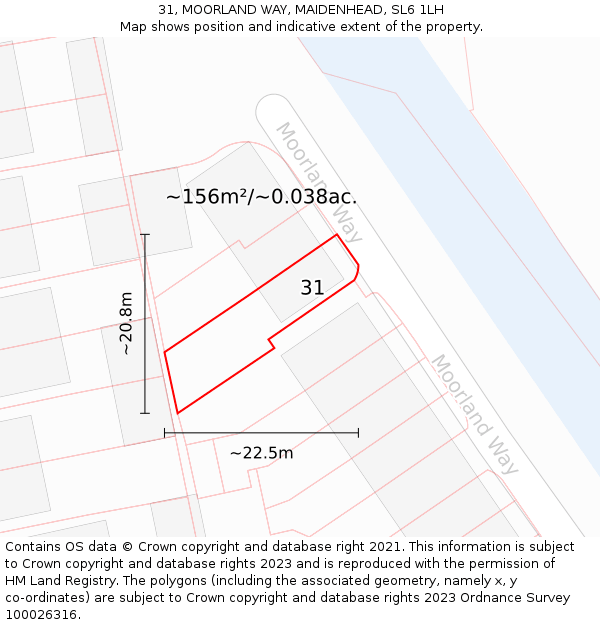 31, MOORLAND WAY, MAIDENHEAD, SL6 1LH: Plot and title map