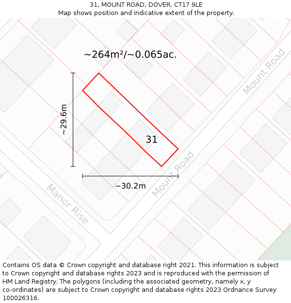 31, MOUNT ROAD, DOVER, CT17 9LE: Plot and title map
