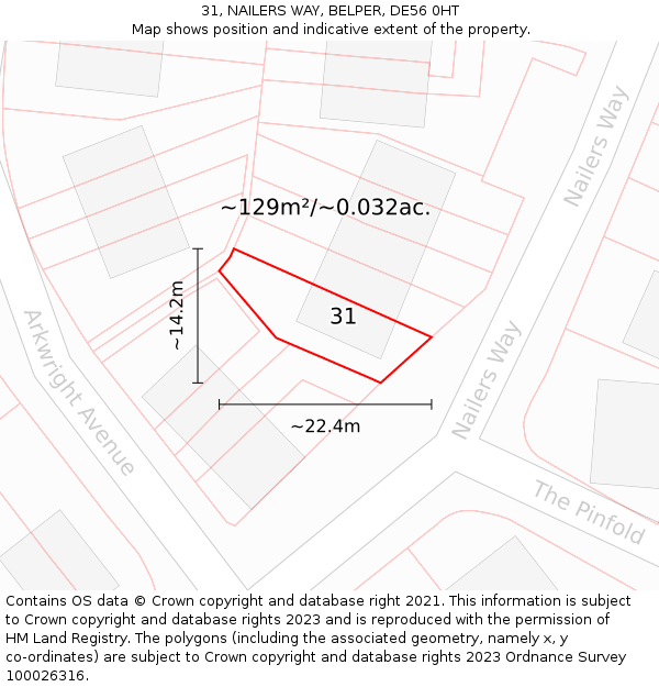 31, NAILERS WAY, BELPER, DE56 0HT: Plot and title map