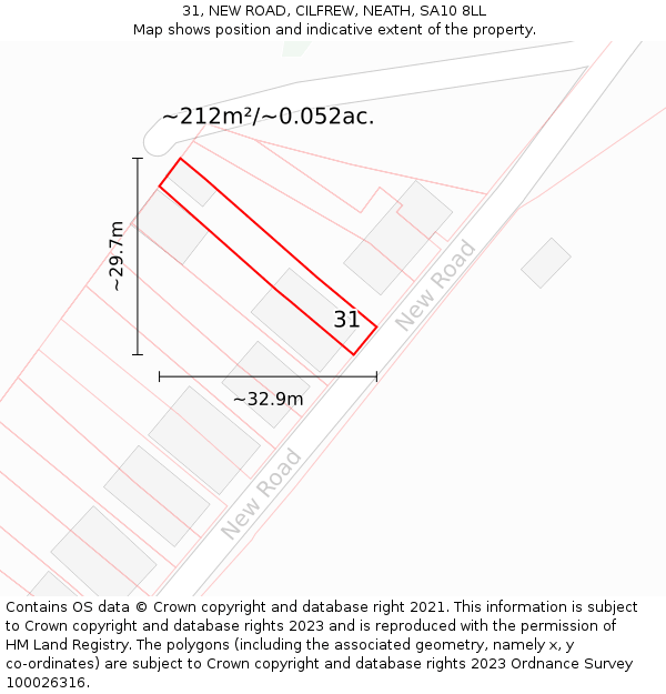 31, NEW ROAD, CILFREW, NEATH, SA10 8LL: Plot and title map