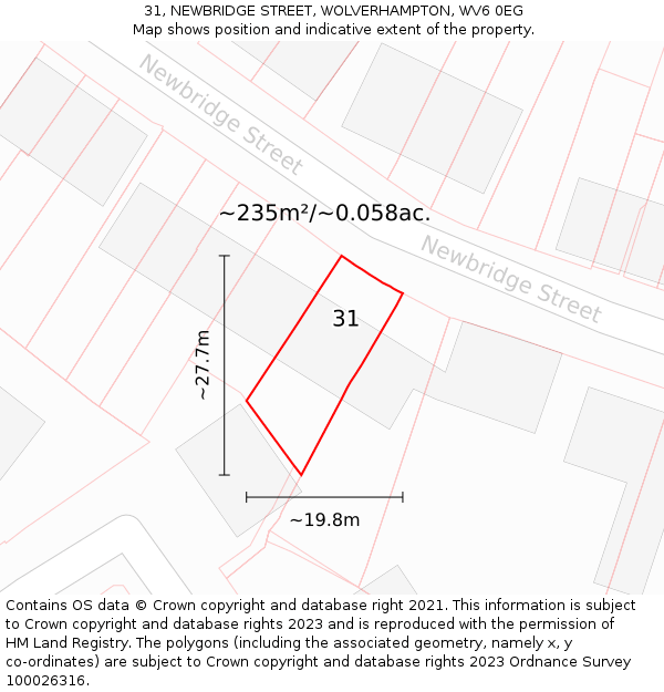 31, NEWBRIDGE STREET, WOLVERHAMPTON, WV6 0EG: Plot and title map