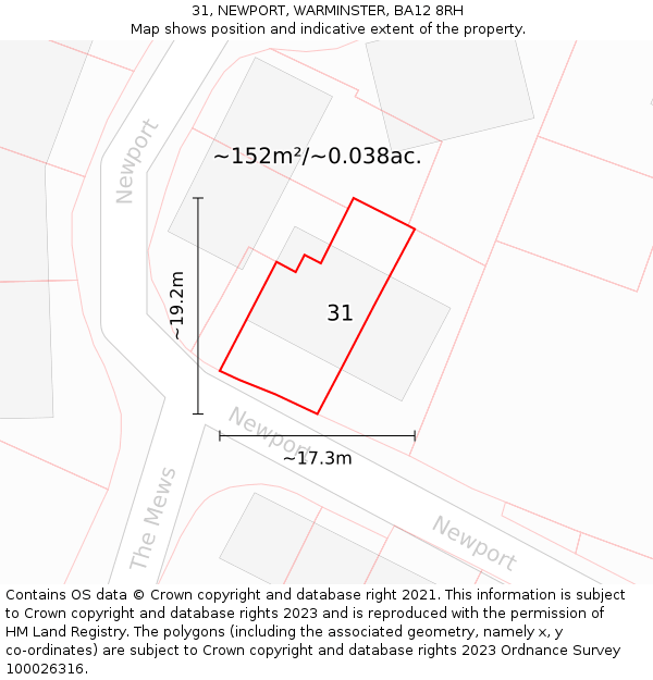 31, NEWPORT, WARMINSTER, BA12 8RH: Plot and title map