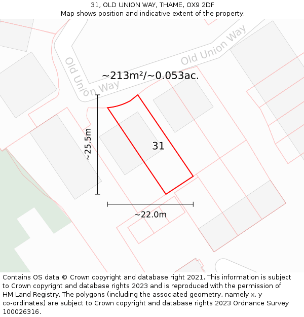 31, OLD UNION WAY, THAME, OX9 2DF: Plot and title map