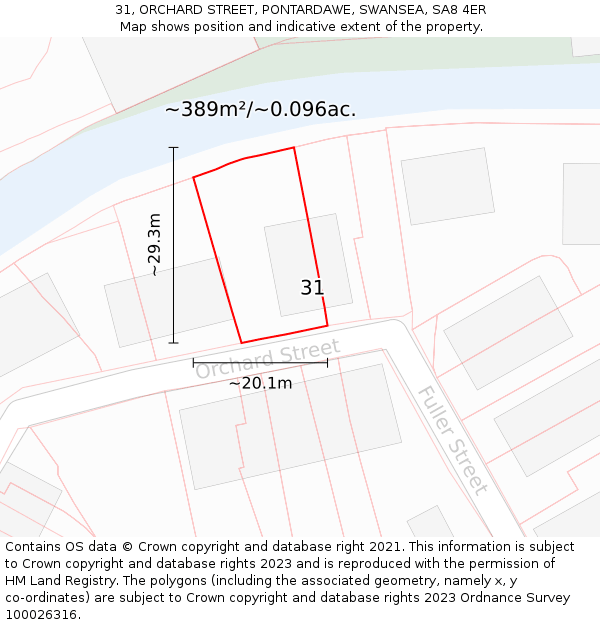 31, ORCHARD STREET, PONTARDAWE, SWANSEA, SA8 4ER: Plot and title map