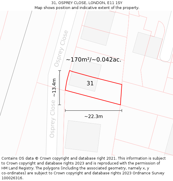 31, OSPREY CLOSE, LONDON, E11 1SY: Plot and title map