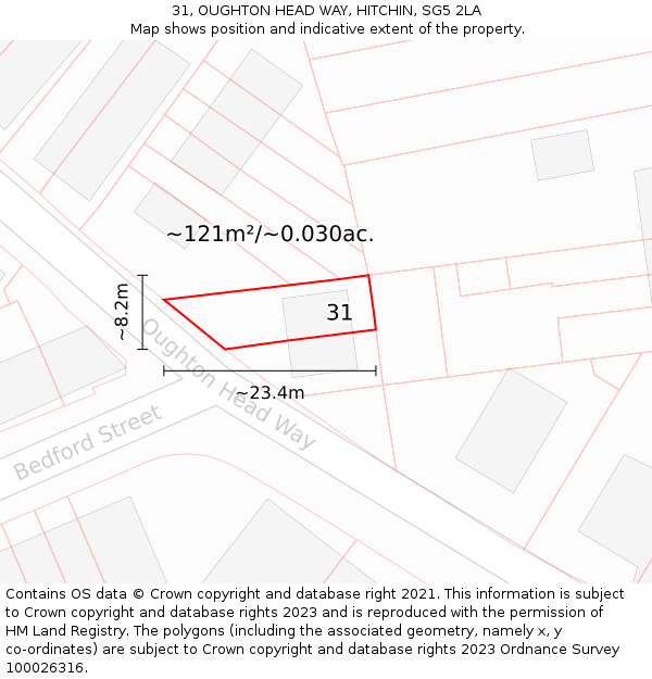 31, OUGHTON HEAD WAY, HITCHIN, SG5 2LA: Plot and title map