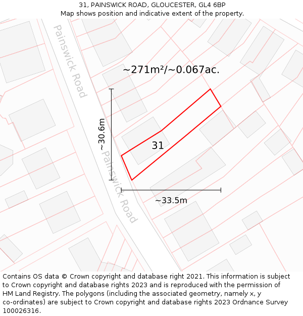 31, PAINSWICK ROAD, GLOUCESTER, GL4 6BP: Plot and title map