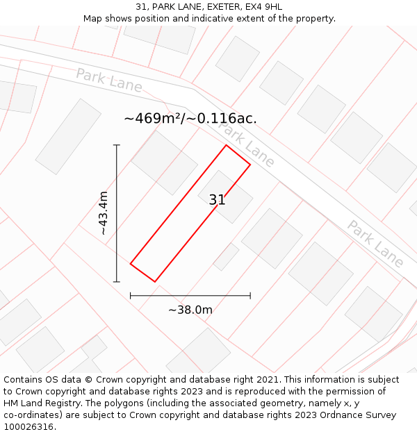31, PARK LANE, EXETER, EX4 9HL: Plot and title map