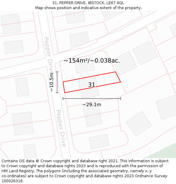 31, PEPPER DRIVE, IBSTOCK, LE67 6QL: Plot and title map