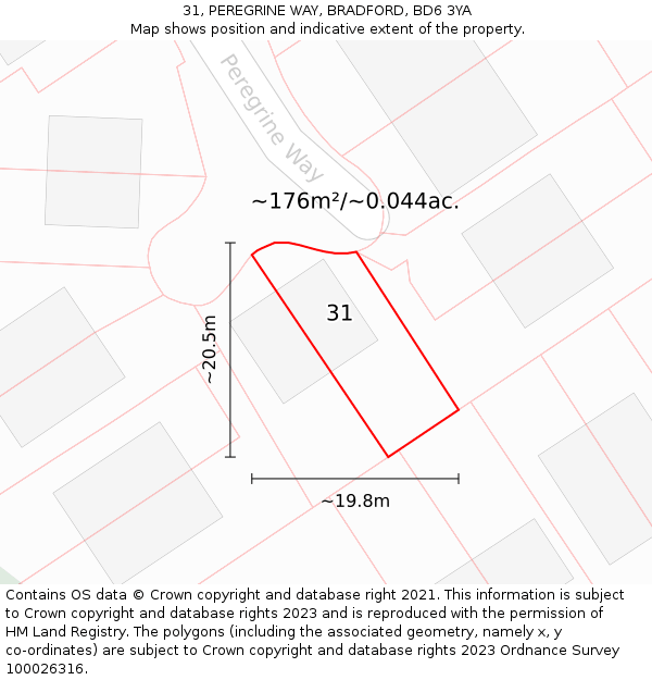 31, PEREGRINE WAY, BRADFORD, BD6 3YA: Plot and title map