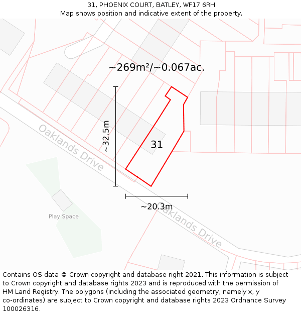 31, PHOENIX COURT, BATLEY, WF17 6RH: Plot and title map