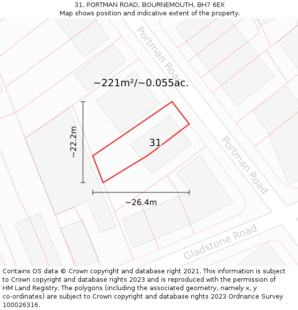 31, PORTMAN ROAD, BOURNEMOUTH, BH7 6EX: Plot and title map
