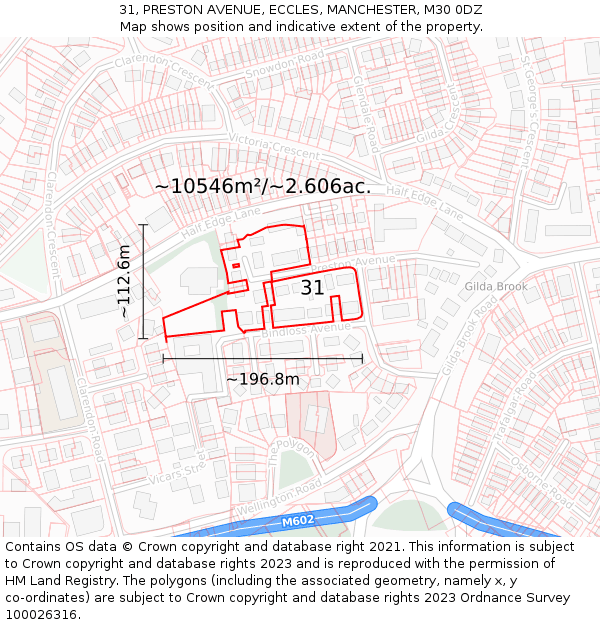 31, PRESTON AVENUE, ECCLES, MANCHESTER, M30 0DZ: Plot and title map