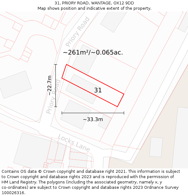 31, PRIORY ROAD, WANTAGE, OX12 9DD: Plot and title map