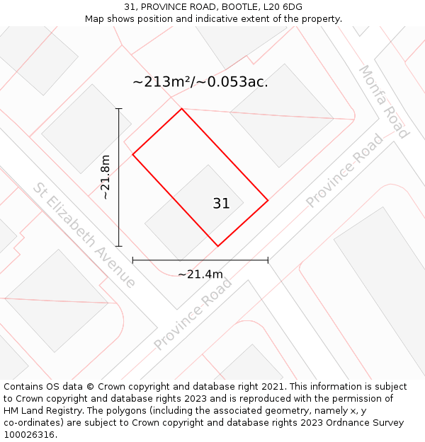 31, PROVINCE ROAD, BOOTLE, L20 6DG: Plot and title map