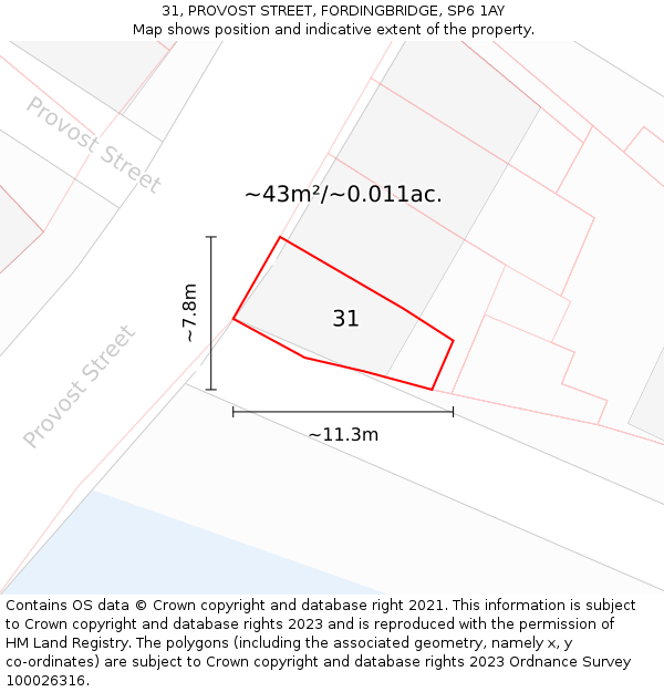 31, PROVOST STREET, FORDINGBRIDGE, SP6 1AY: Plot and title map