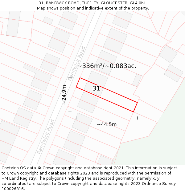 31, RANDWICK ROAD, TUFFLEY, GLOUCESTER, GL4 0NH: Plot and title map