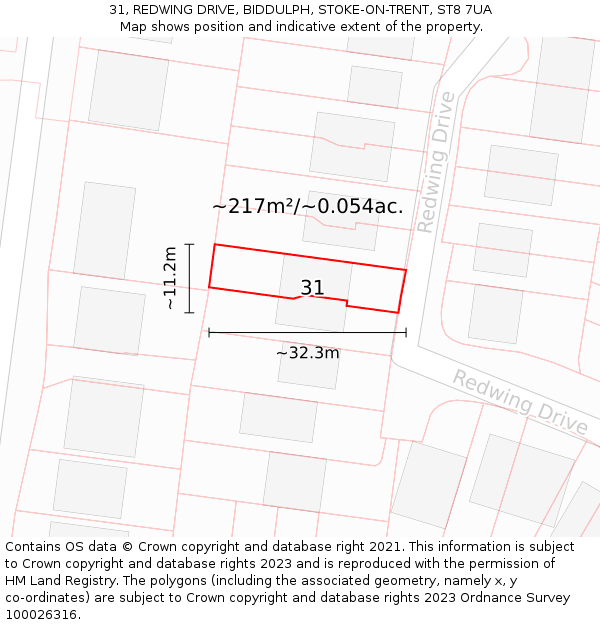 31, REDWING DRIVE, BIDDULPH, STOKE-ON-TRENT, ST8 7UA: Plot and title map