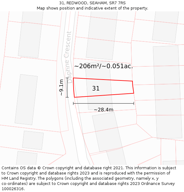 31, REDWOOD, SEAHAM, SR7 7RS: Plot and title map