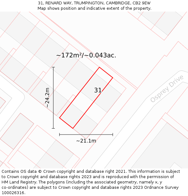 31, RENARD WAY, TRUMPINGTON, CAMBRIDGE, CB2 9EW: Plot and title map