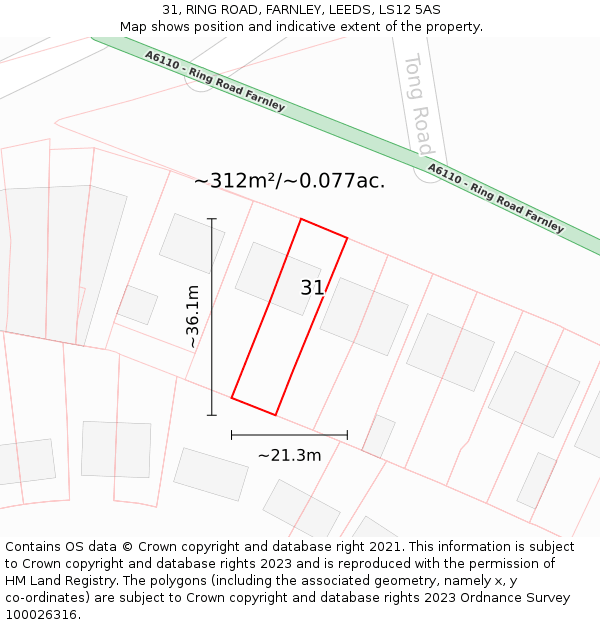 31, RING ROAD, FARNLEY, LEEDS, LS12 5AS: Plot and title map