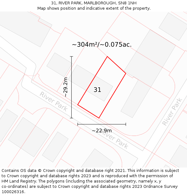 31, RIVER PARK, MARLBOROUGH, SN8 1NH: Plot and title map