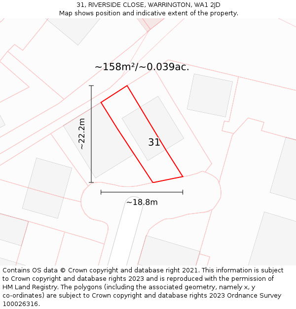 31, RIVERSIDE CLOSE, WARRINGTON, WA1 2JD: Plot and title map