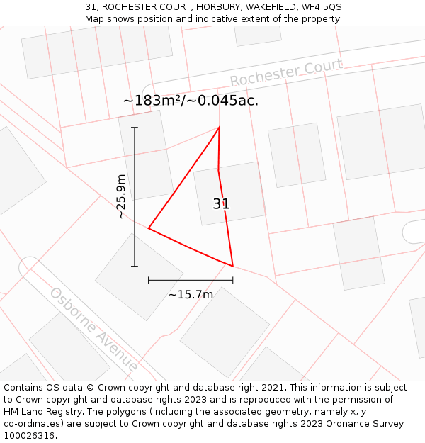 31, ROCHESTER COURT, HORBURY, WAKEFIELD, WF4 5QS: Plot and title map