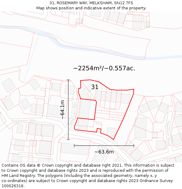 31, ROSEMARY WAY, MELKSHAM, SN12 7FS: Plot and title map