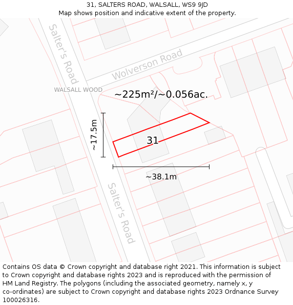 31, SALTERS ROAD, WALSALL, WS9 9JD: Plot and title map