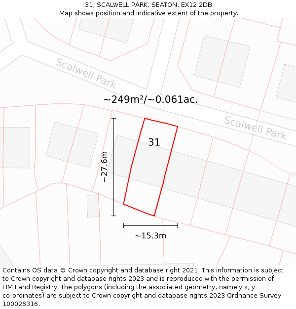 31, SCALWELL PARK, SEATON, EX12 2DB: Plot and title map