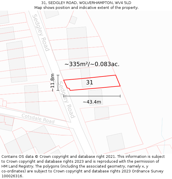 31, SEDGLEY ROAD, WOLVERHAMPTON, WV4 5LD: Plot and title map