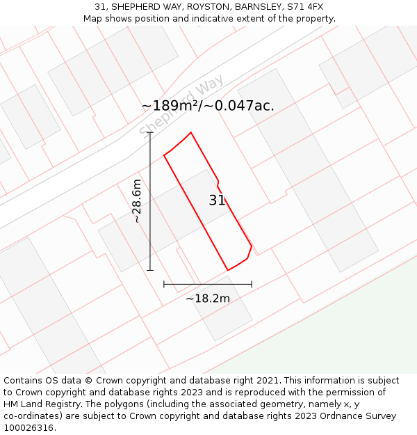 31, SHEPHERD WAY, ROYSTON, BARNSLEY, S71 4FX: Plot and title map