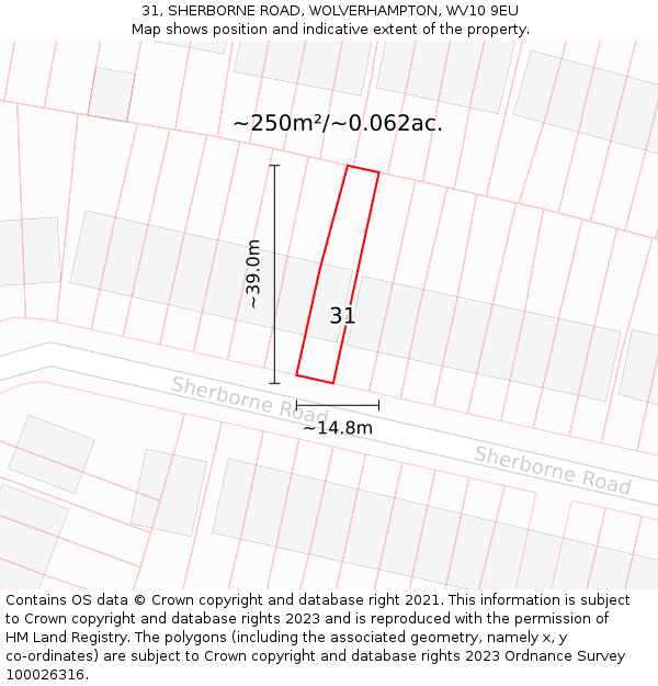 31, SHERBORNE ROAD, WOLVERHAMPTON, WV10 9EU: Plot and title map