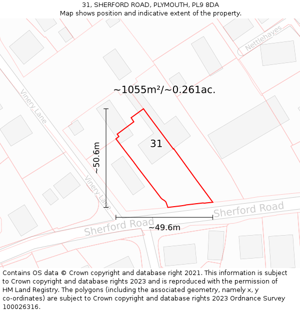 31, SHERFORD ROAD, PLYMOUTH, PL9 8DA: Plot and title map