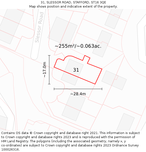31, SLESSOR ROAD, STAFFORD, ST16 3QE: Plot and title map