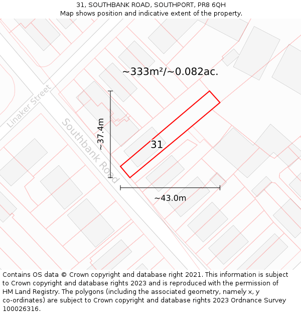 31, SOUTHBANK ROAD, SOUTHPORT, PR8 6QH: Plot and title map