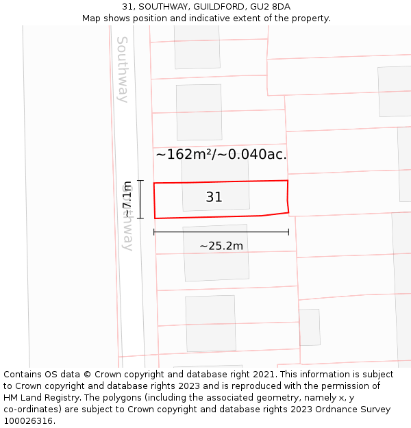 31, SOUTHWAY, GUILDFORD, GU2 8DA: Plot and title map