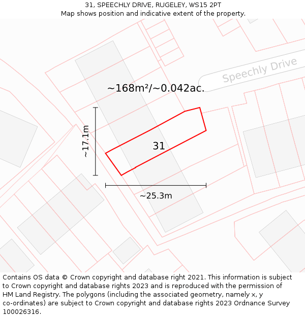 31, SPEECHLY DRIVE, RUGELEY, WS15 2PT: Plot and title map