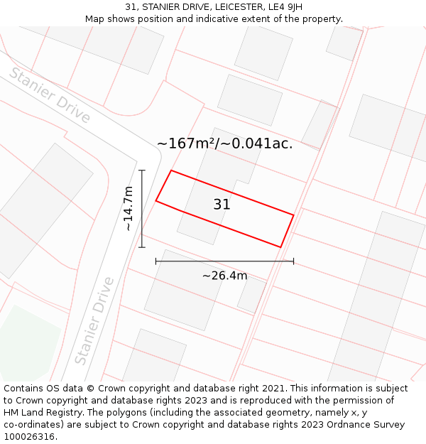 31, STANIER DRIVE, LEICESTER, LE4 9JH: Plot and title map