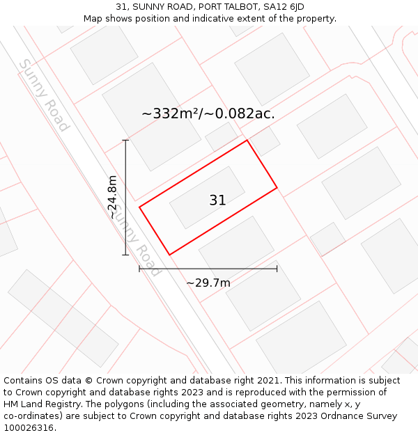 31, SUNNY ROAD, PORT TALBOT, SA12 6JD: Plot and title map