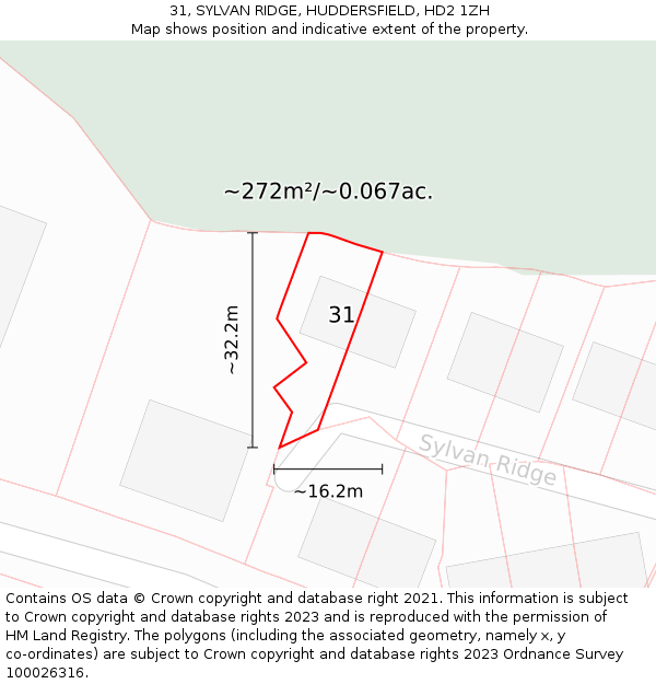 31, SYLVAN RIDGE, HUDDERSFIELD, HD2 1ZH: Plot and title map