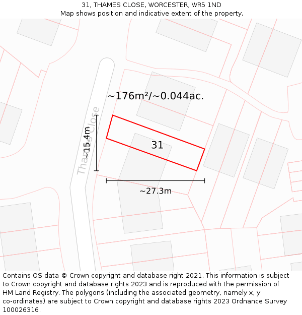 31, THAMES CLOSE, WORCESTER, WR5 1ND: Plot and title map