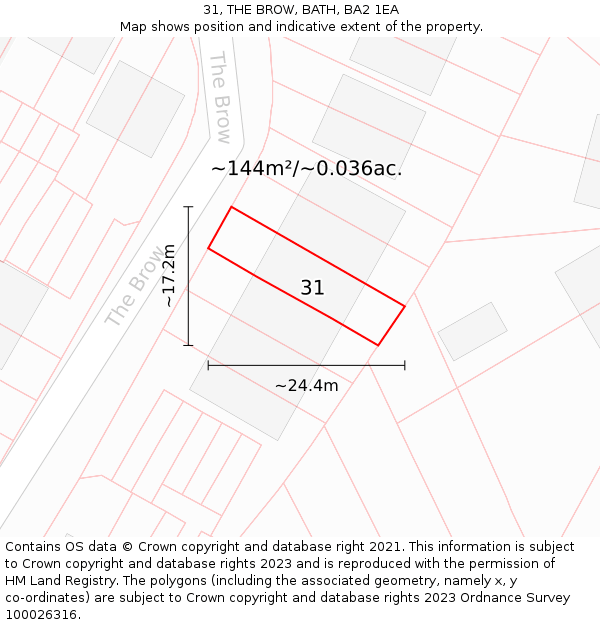 31, THE BROW, BATH, BA2 1EA: Plot and title map