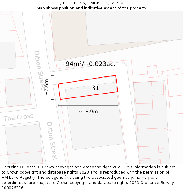 31, THE CROSS, ILMINSTER, TA19 0EH: Plot and title map