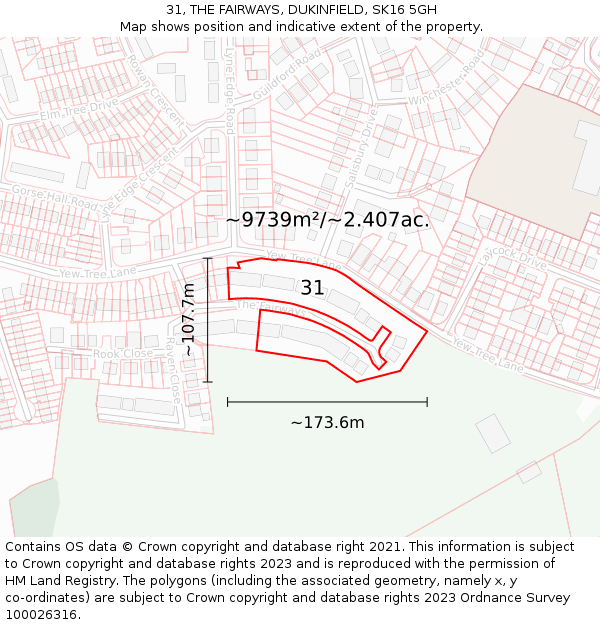 31, THE FAIRWAYS, DUKINFIELD, SK16 5GH: Plot and title map