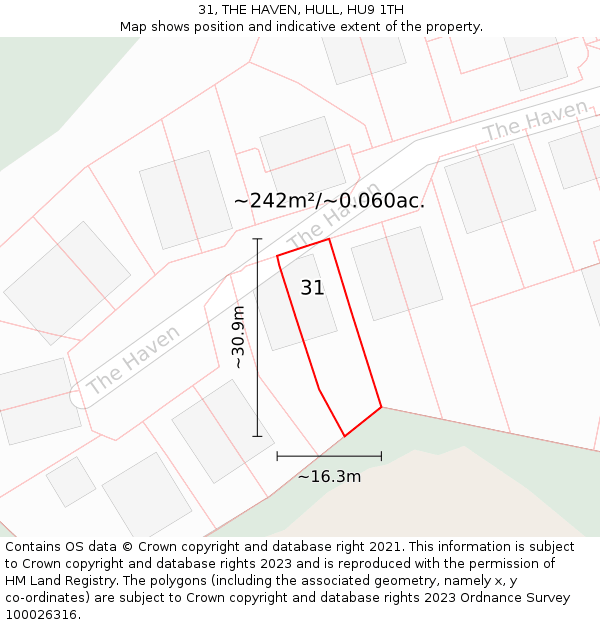 31, THE HAVEN, HULL, HU9 1TH: Plot and title map
