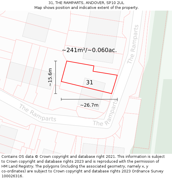 31, THE RAMPARTS, ANDOVER, SP10 2UL: Plot and title map